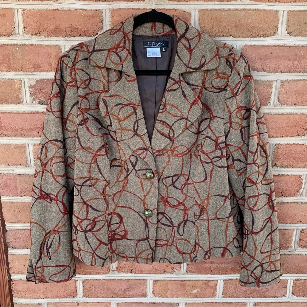 Striking City Girl mid century modern look blazer/ suit jacket/overcoat. Large